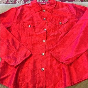 Chico’s Silk Button Front Collared Top Shirt Size 2 (TD)